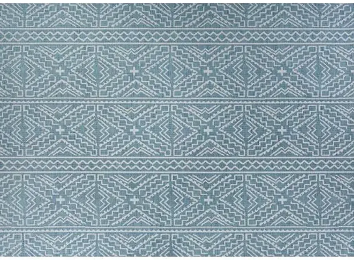 Antoine Outdoor Rug - Turquoise/Ivory - Blue - Blue