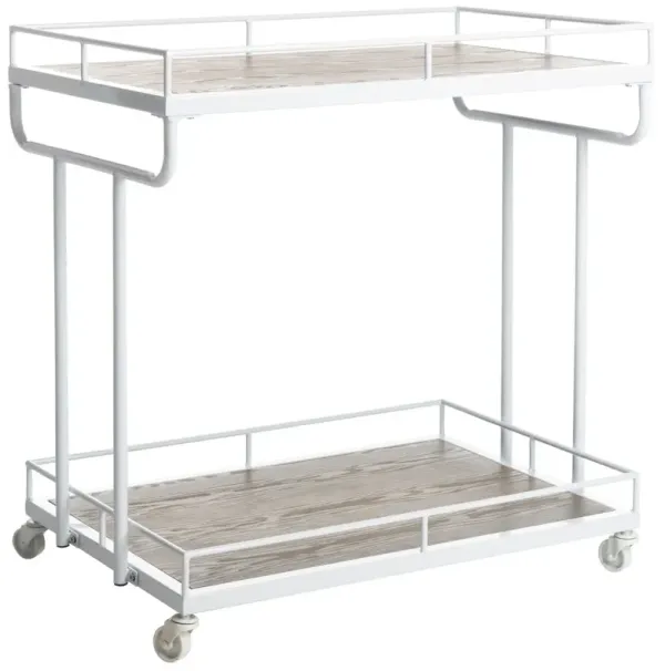 Daria Bar Cart, Rustic Oak/White