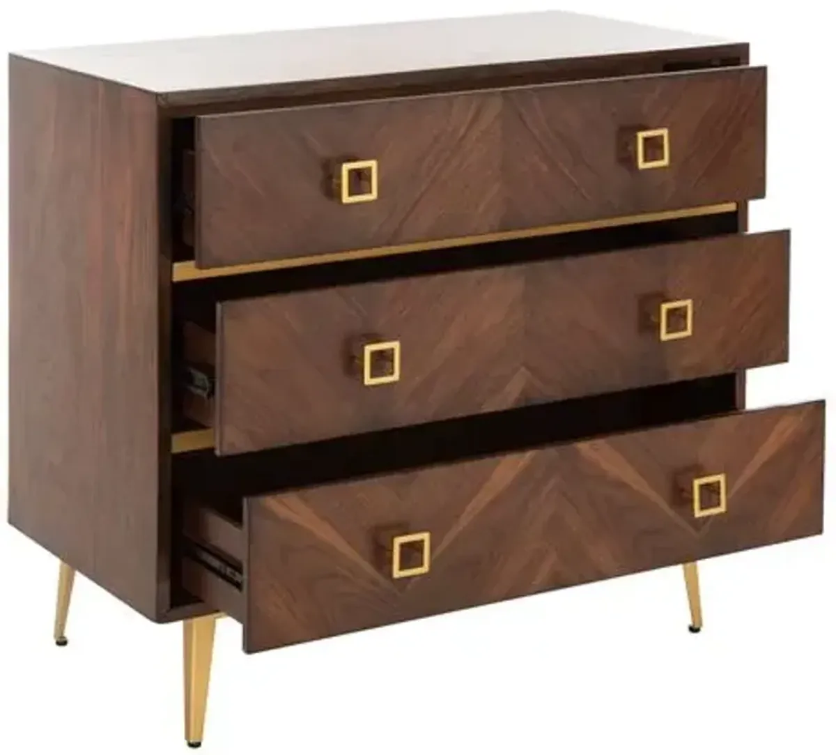 Ellis Nightstand - Walnut/Gold