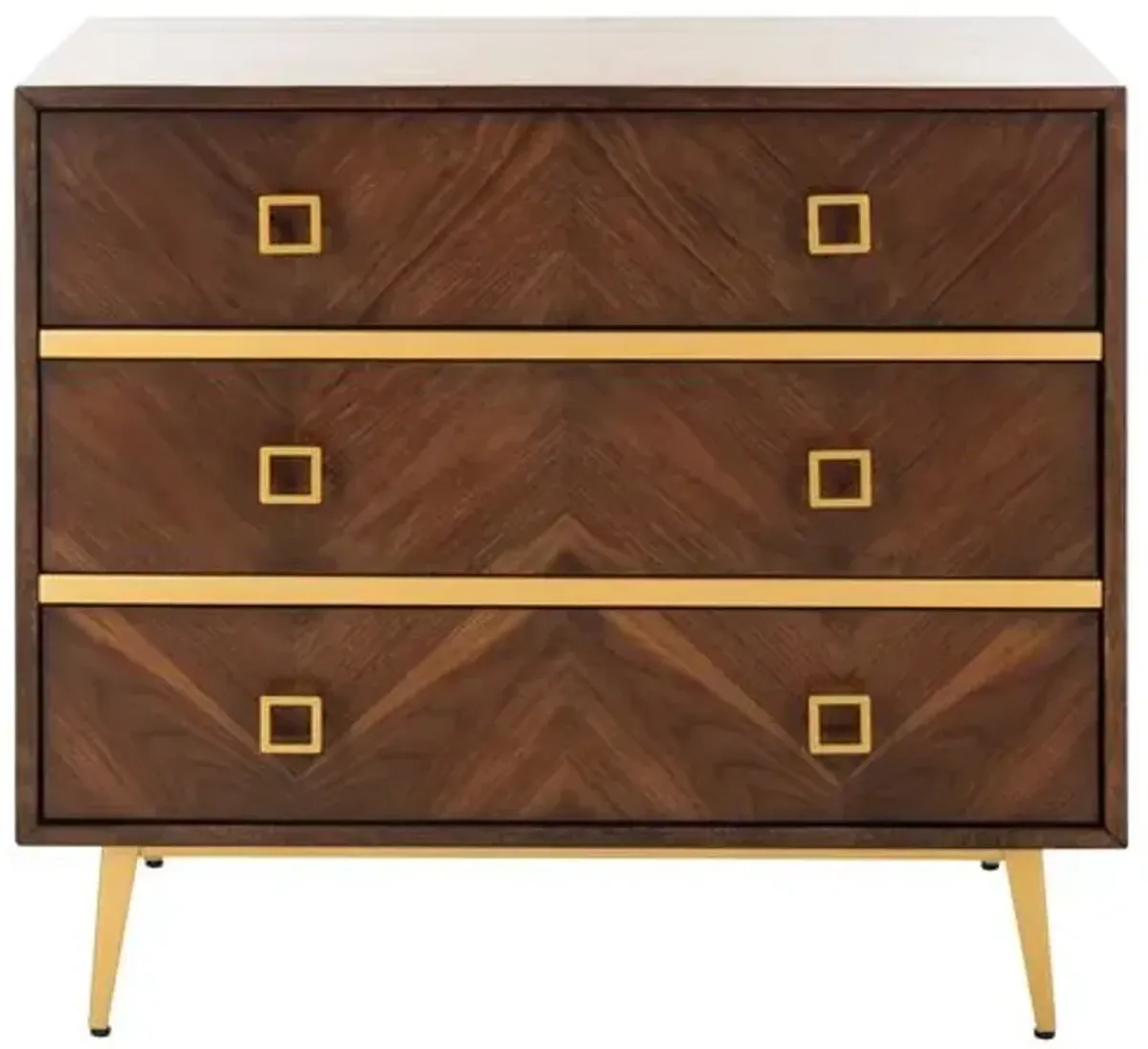 Ellis Nightstand - Walnut/Gold