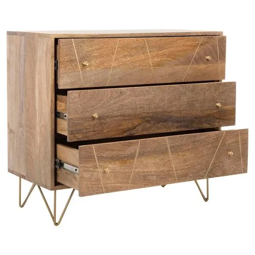 Epner Nightstand - Natural/Brass