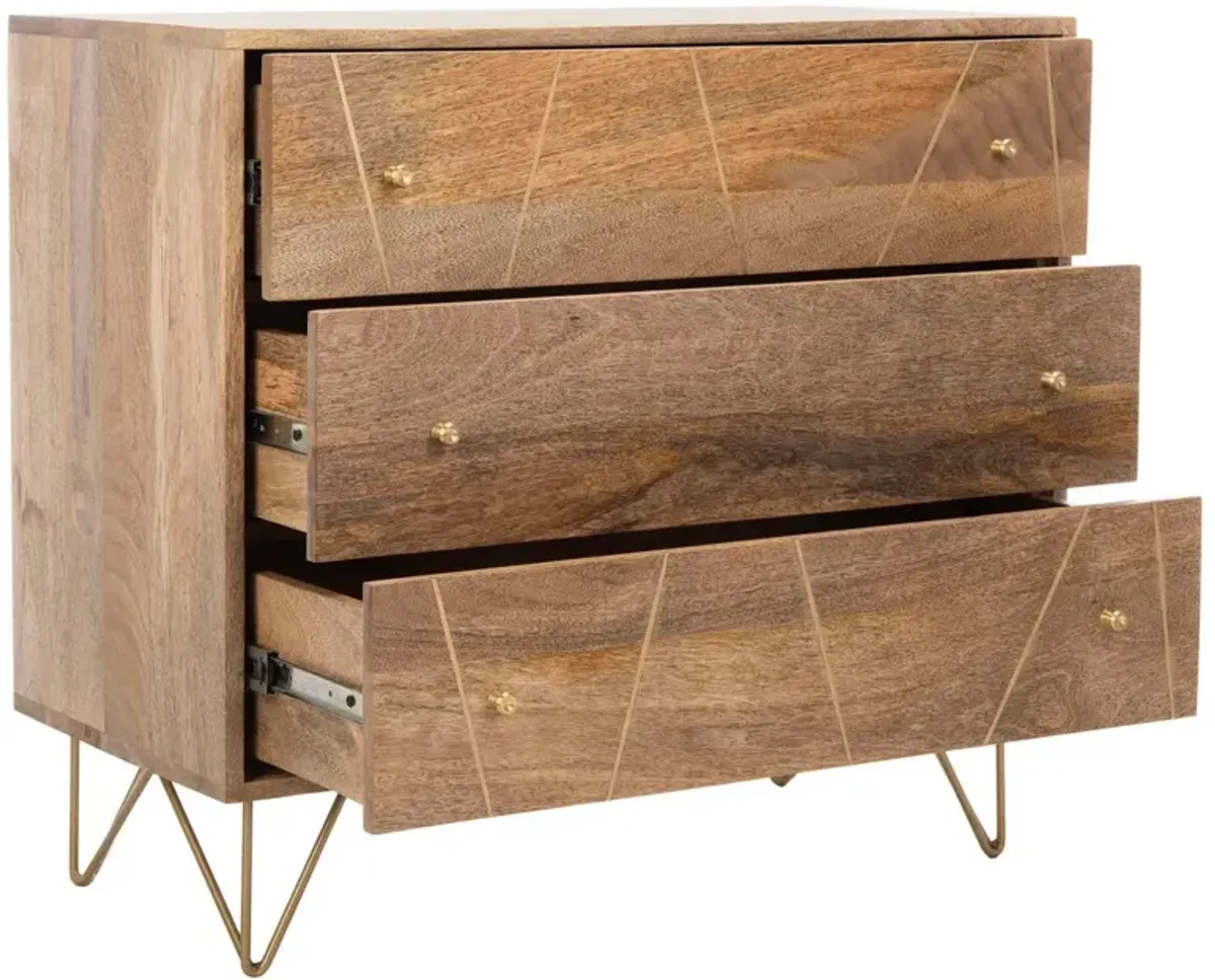 Epner Nightstand, Natural/Brass