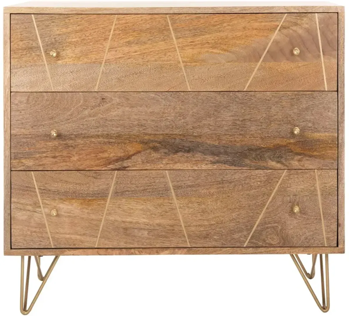 Epner Nightstand, Natural/Brass