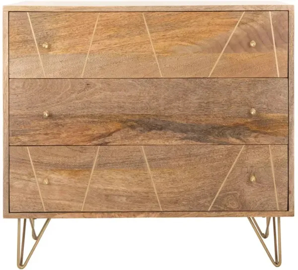 Epner Nightstand, Natural/Brass