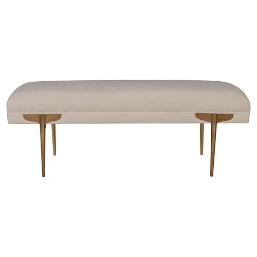 Vintage Paredes Bench - White Velvet