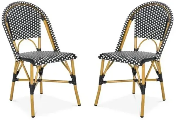 Set of 2 Odeon Stackable Outdoor Bistro Side Chairs - Black
