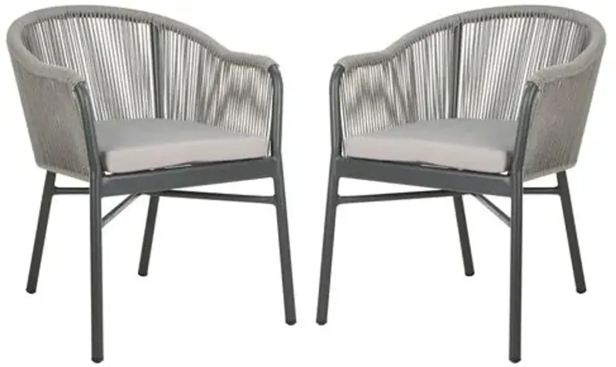 Set of 2 Nicolo Woven Outdoor Chairs - Gray