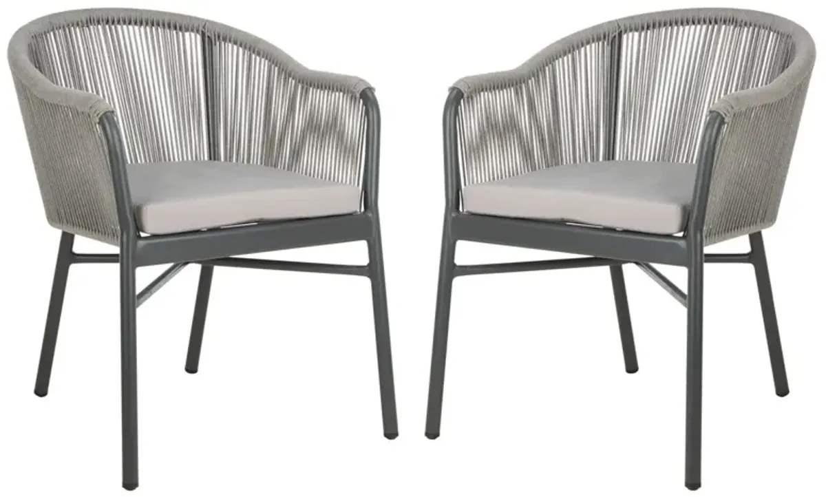 S/2 Nicolo Woven Outdoor Chairs, Gray