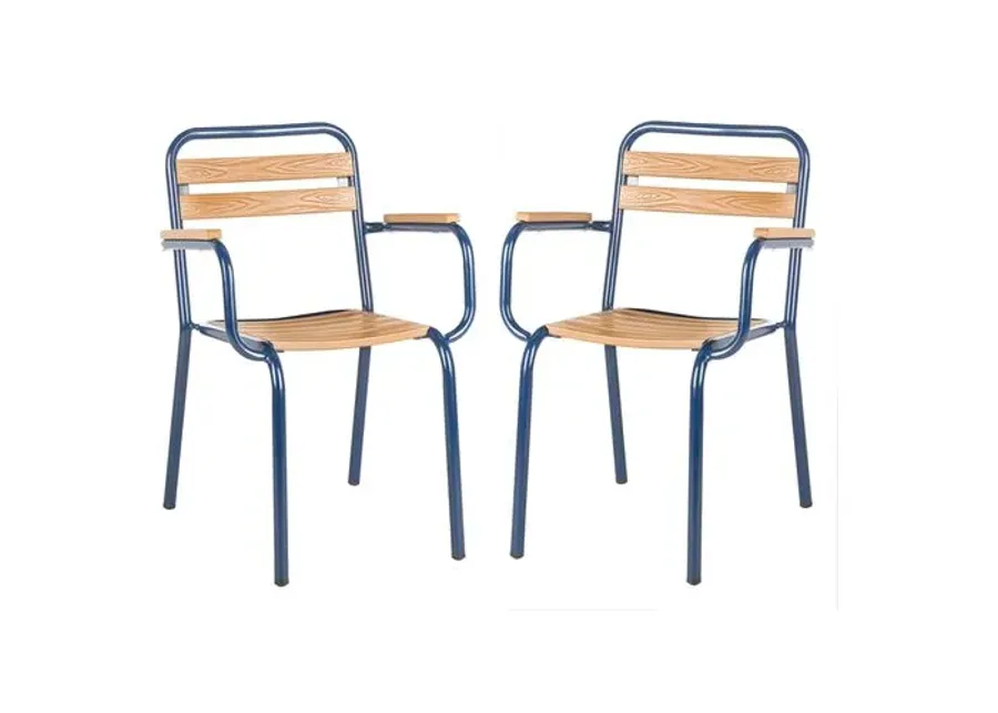 Set of 2 Rayton Stackable Chairs - Navy/Natural - Blue