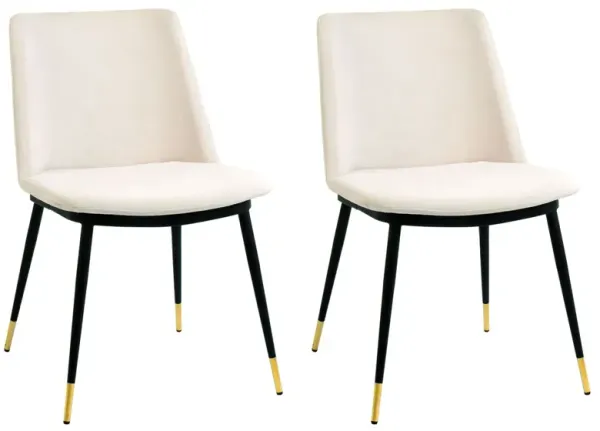 S/2 Elle Side Chairs, Cream Velvet
