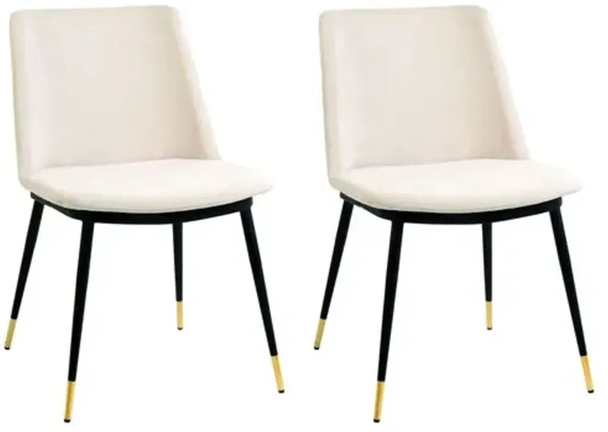 Set of 2 Elle Side Chair - Cream Velvet