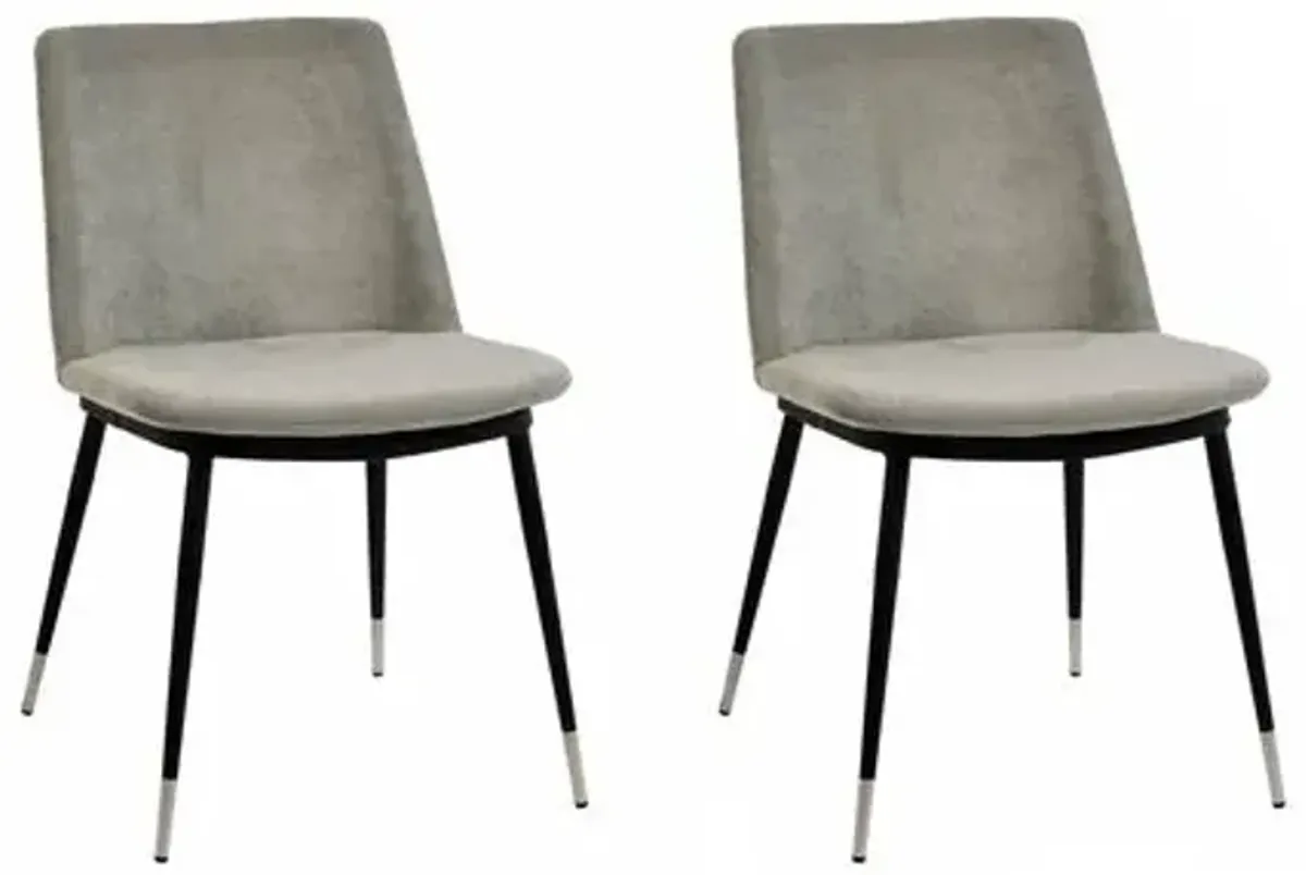 Set of 2 Elle Side Chairs - Gray Velvet