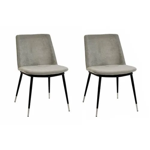 Set of 2 Elle Side Chairs - Gray Velvet