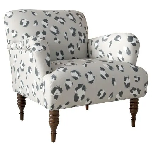 Nicolette Accent Chair - Cheetah - Handcrafted - Gray, Comfortable, Durable