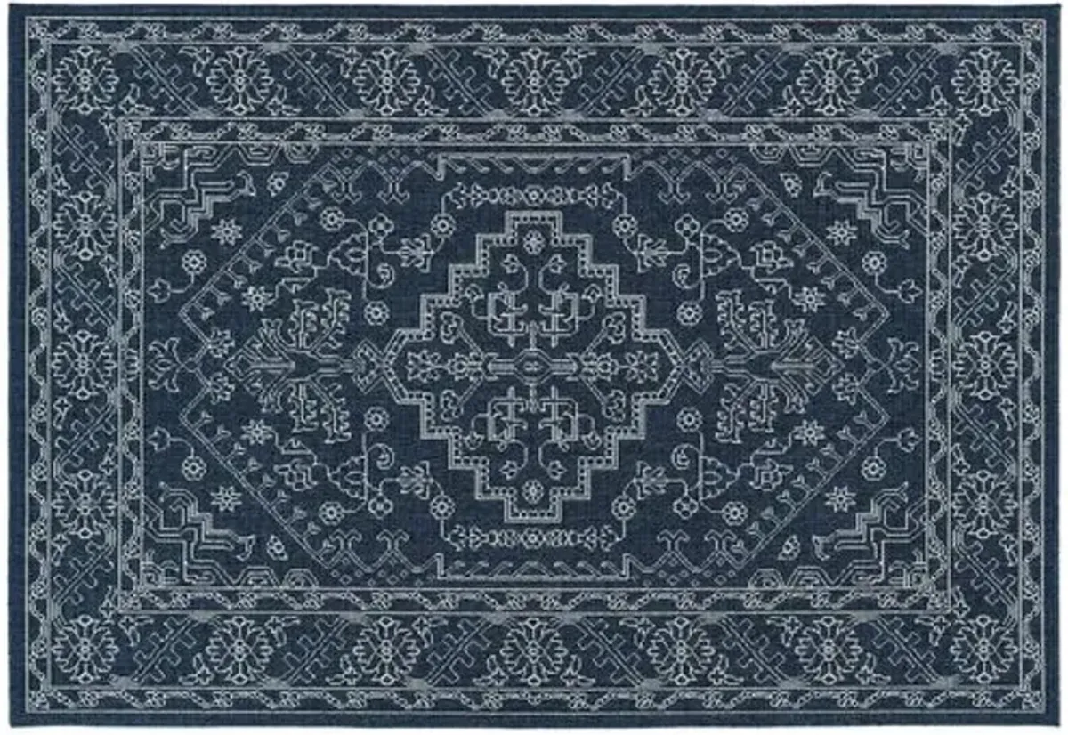 Shaili Outdoor Rug - Navy/White - Blue - Blue