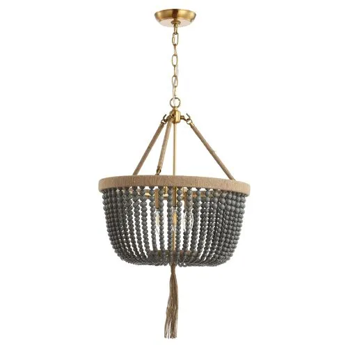 Mila Beaded Pendant - Gold/Dark Gray