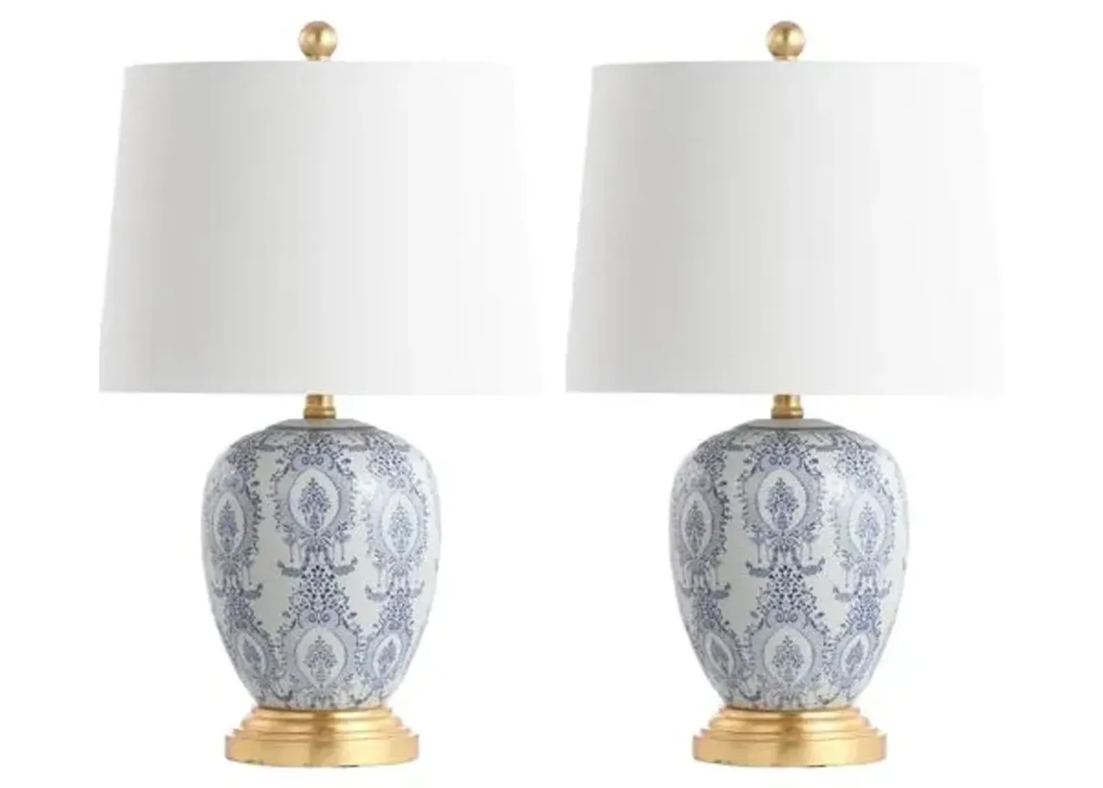 Set of 2 Kai Ceramic Table Lamps - Blue/White