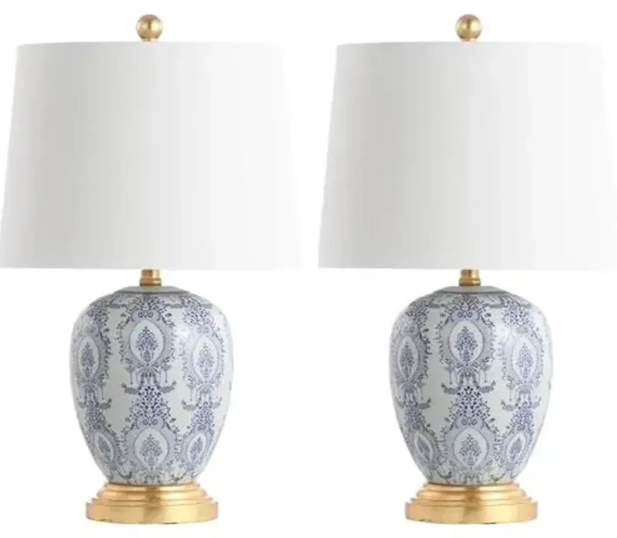 Set of 2 Kai Ceramic Table Lamps - Blue/White