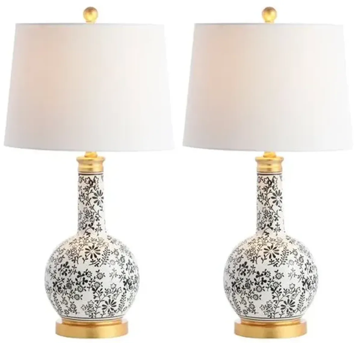 Set of 2 Abby Table Lamps - Black/White