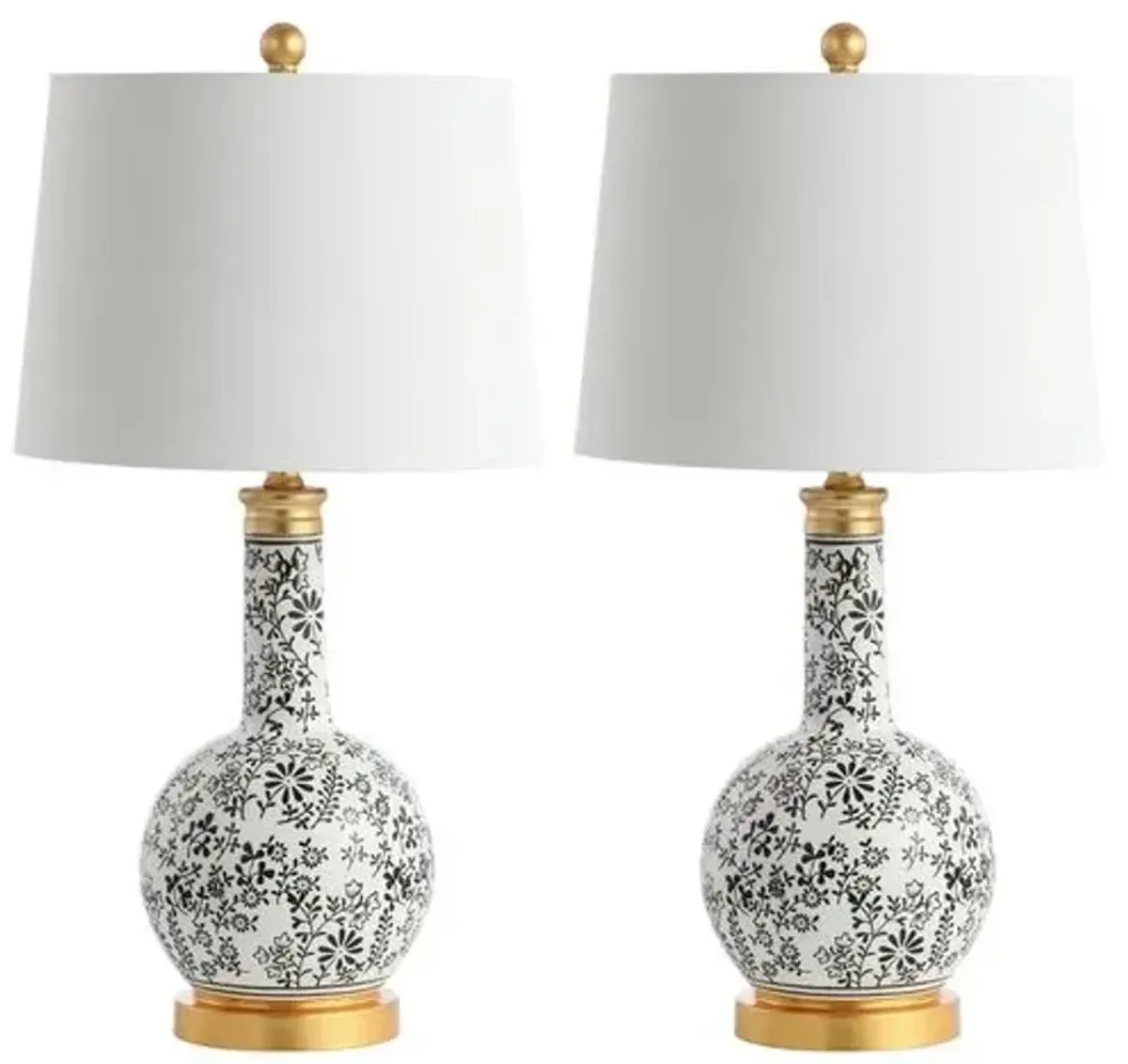 Set of 2 Abby Table Lamps - Black/White