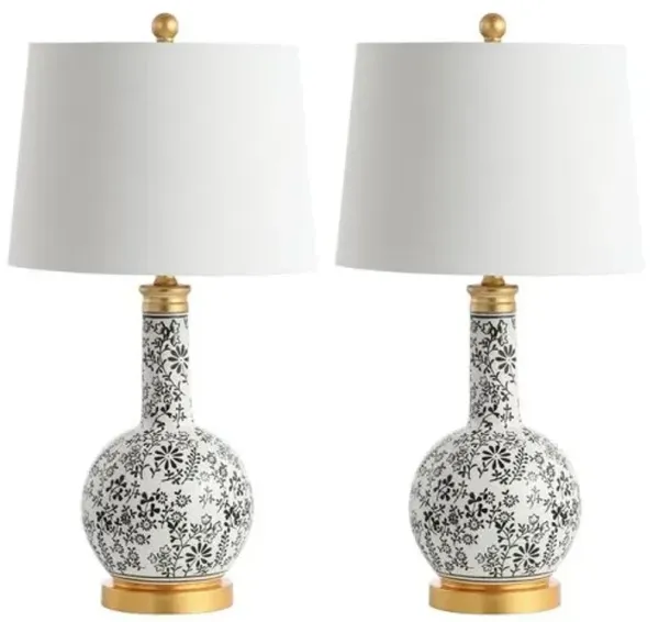 Set of 2 Abby Table Lamps - Black/White