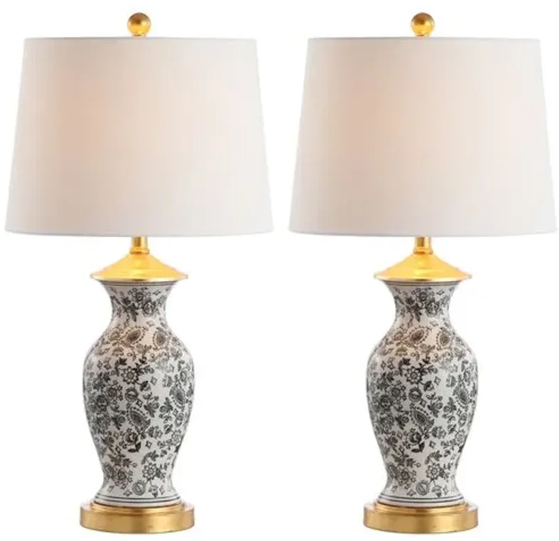 Set of 2 Kae Ceramic Table Lamps - Black/White