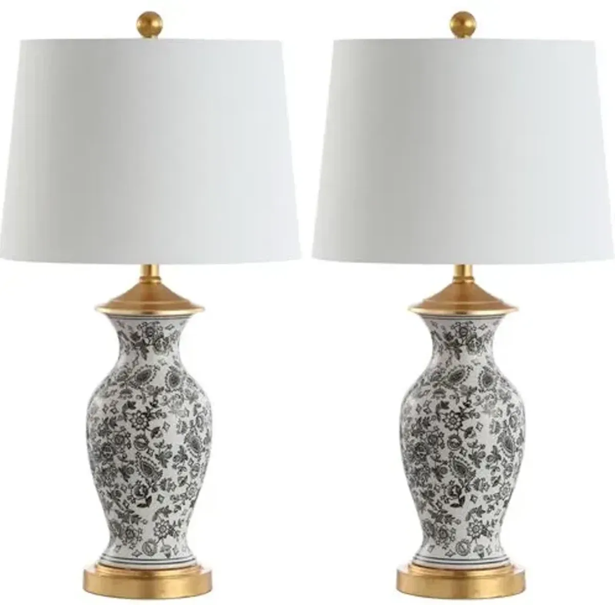 Set of 2 Kae Ceramic Table Lamps - Black/White