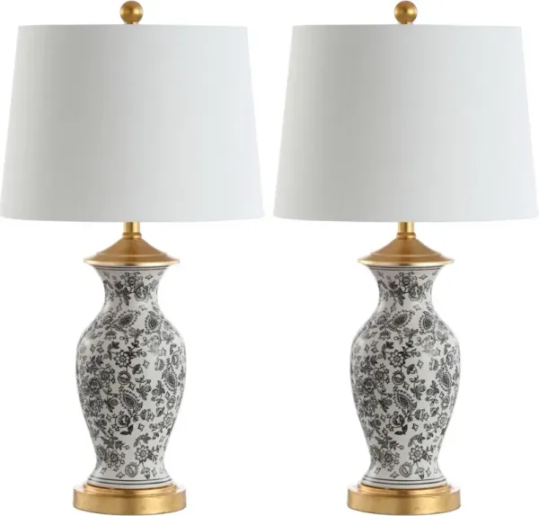 Set of 2 Kae Ceramic Table Lamps - Black/White
