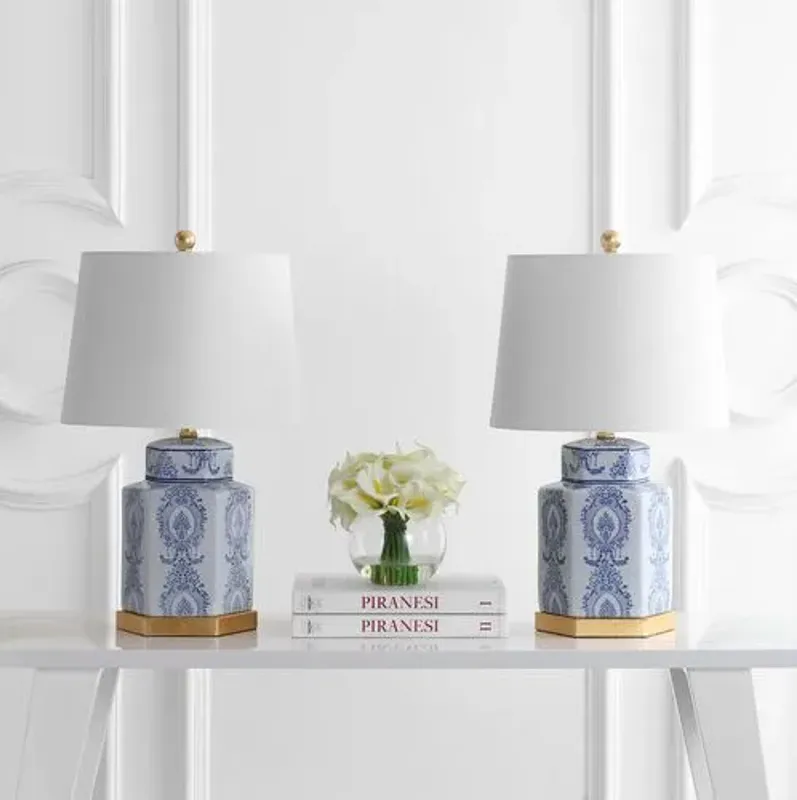 Set of 2 Bella Ceramic Table Lamps - Blue/White