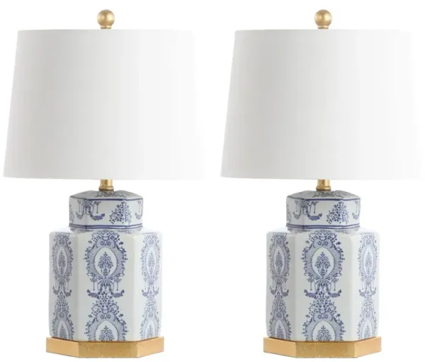 Set of 2 Bella Ceramic Table Lamps - Blue/White