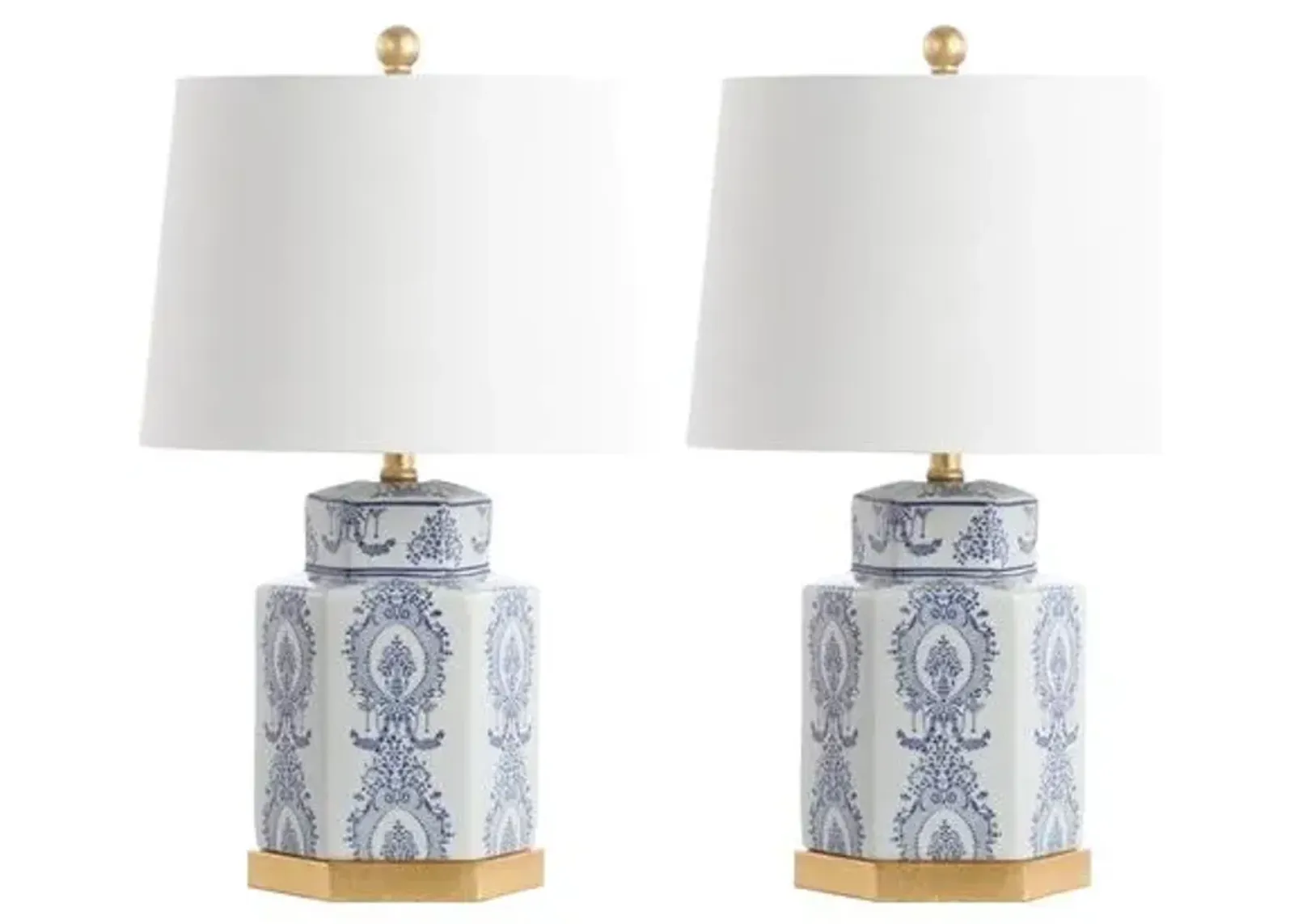 Set of 2 Bella Ceramic Table Lamps - Blue/White