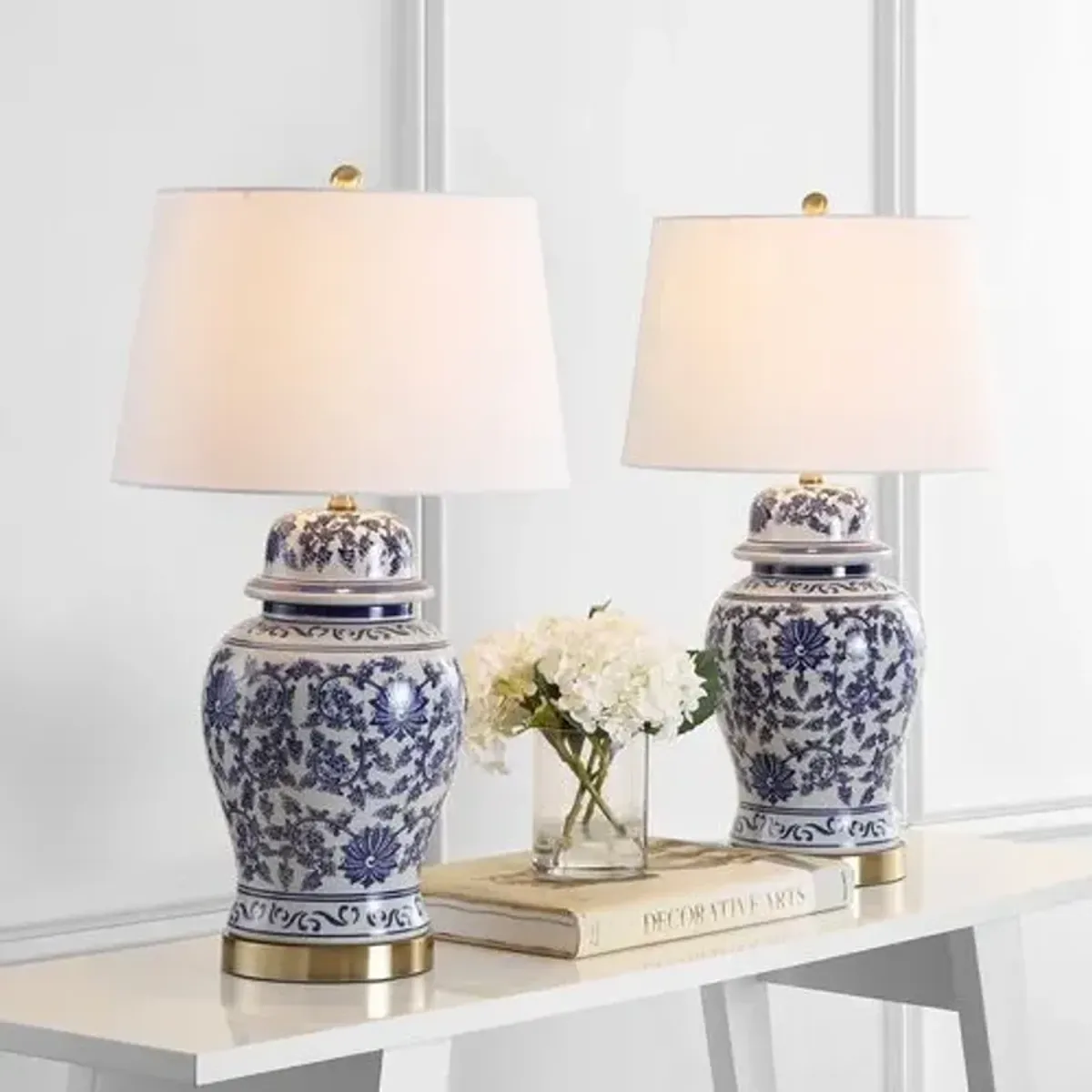 Set of 2 Ari Chinoiserie Table Lamps - Blue/White