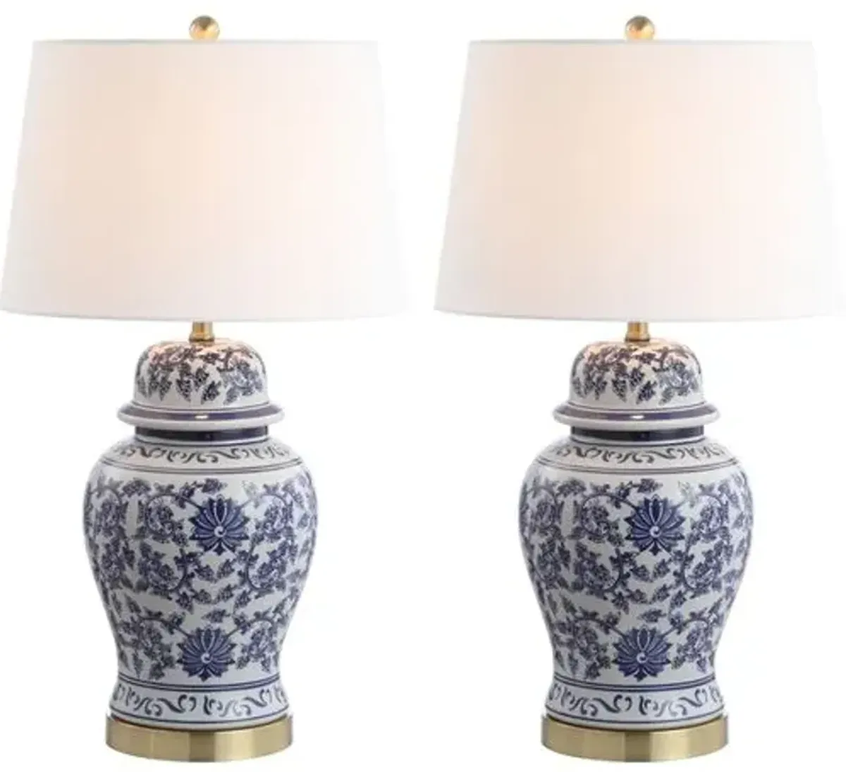 Set of 2 Ari Chinoiserie Table Lamps - Blue/White