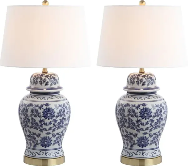 Set of 2 Ari Chinoiserie Table Lamps - Blue/White