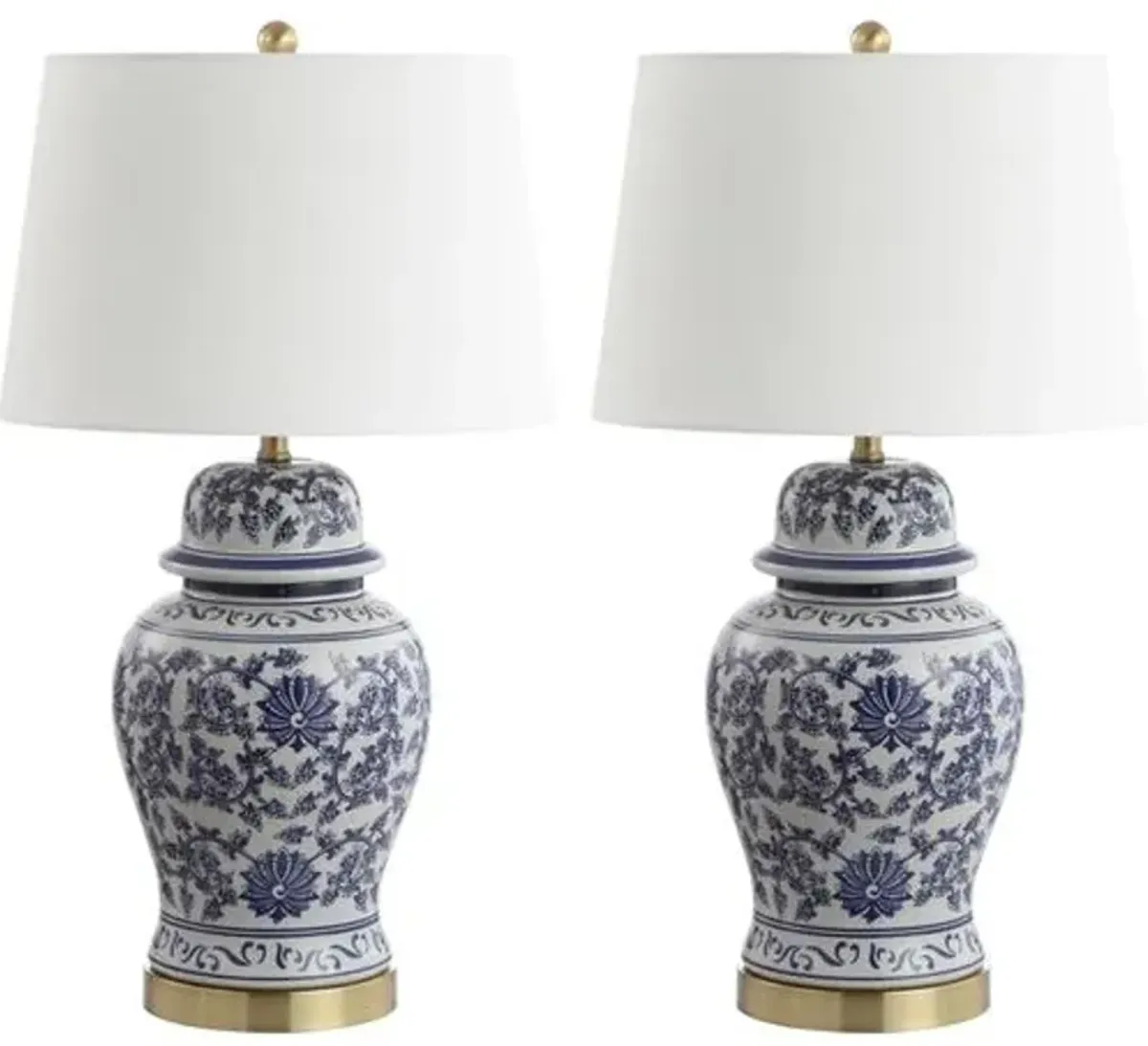 Set of 2 Ari Chinoiserie Table Lamps - Blue/White