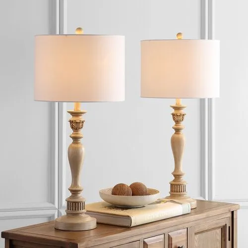 Set of 2 Harriett Candlestick Table Lamps - Natural