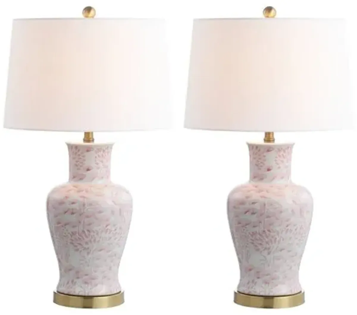 Set of 2 Babette Table Lamps - Pink/White