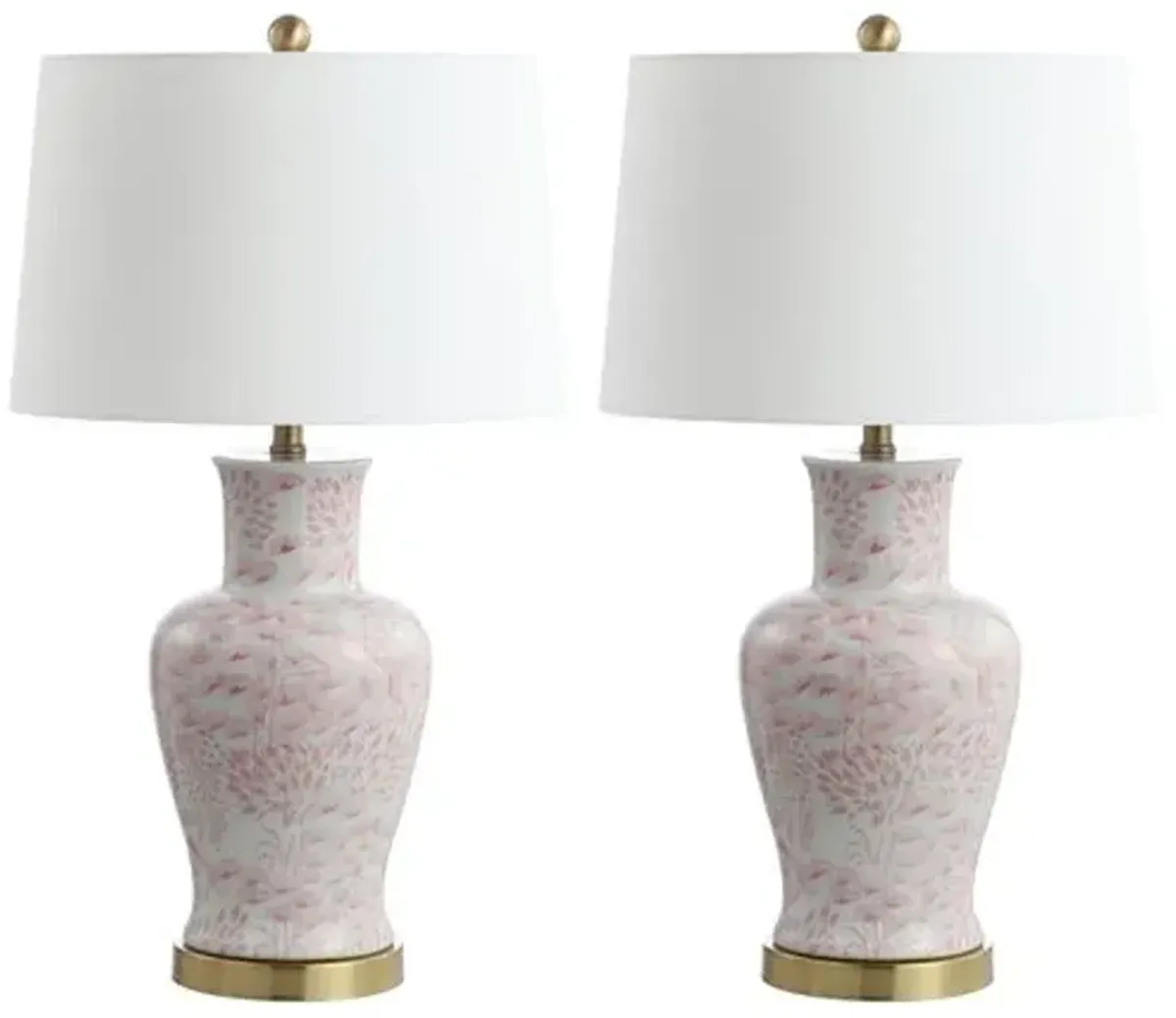 Set of 2 Babette Table Lamps - Pink/White