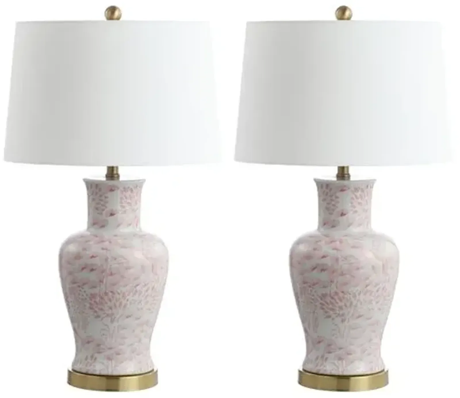 Set of 2 Babette Table Lamps - Pink/White