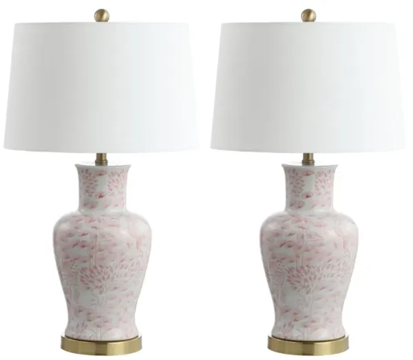 Set of 2 Babette Table Lamps - Pink/White