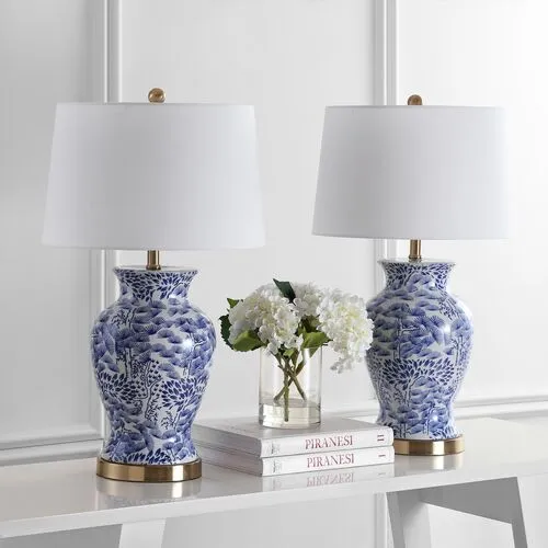 Set of 2 Beverly Table Lamps - Blue/White