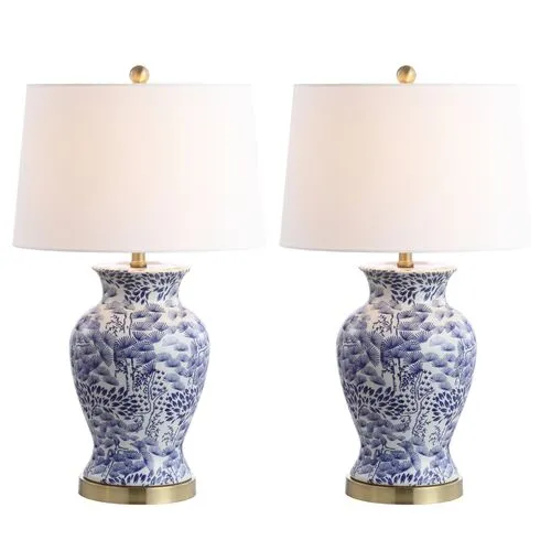 Set of 2 Beverly Table Lamps - Blue/White