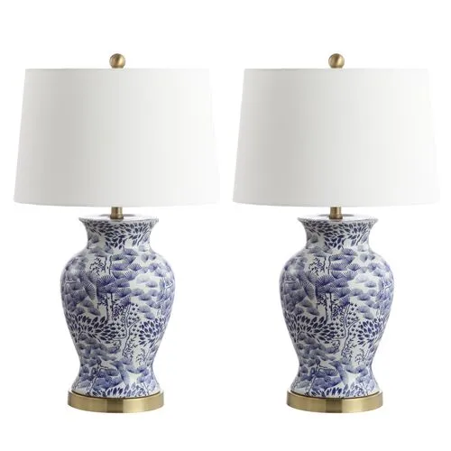 Set of 2 Beverly Table Lamps - Blue/White