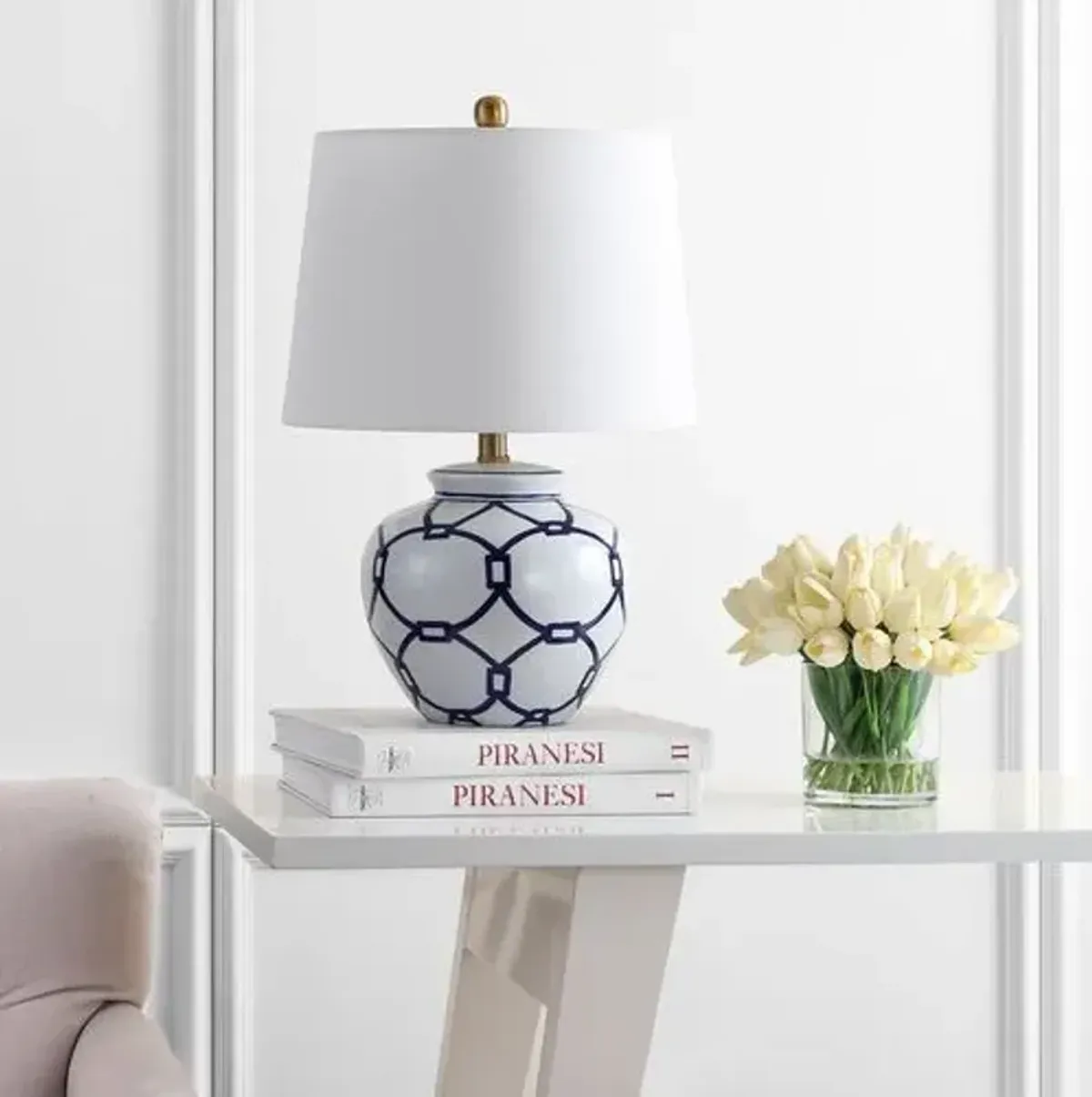 Quinn Table Lamp - White/Blue