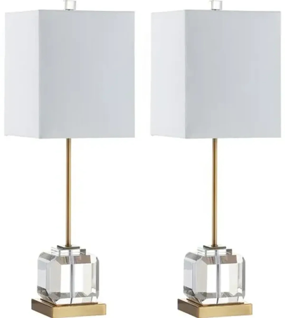 Set of 2 Jade Crystal Table Lamps - Clear/Brass Gold