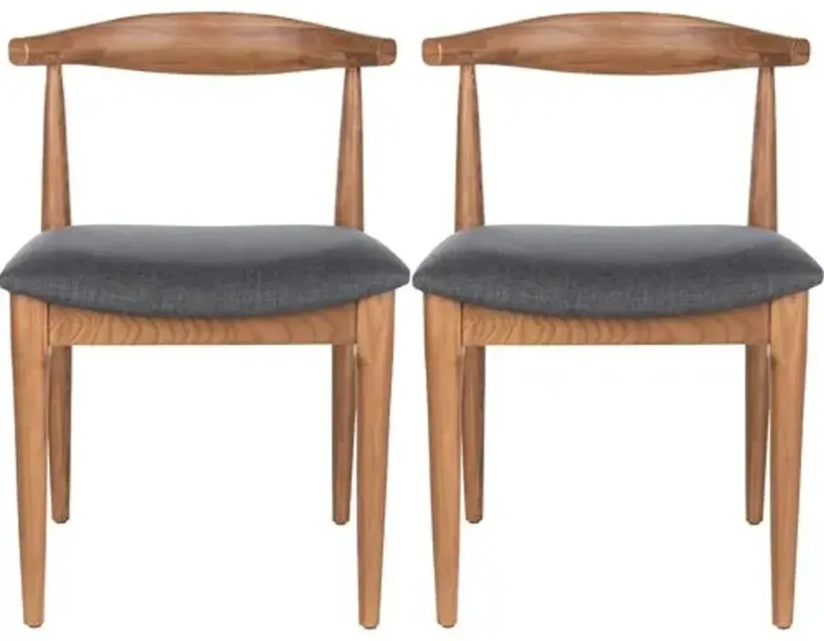 Set of 2 Pierce Retro Dining Chairs - Brown - Gray