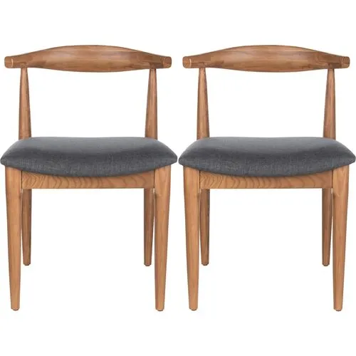 Set of 2 Pierce Retro Dining Chairs - Brown - Gray