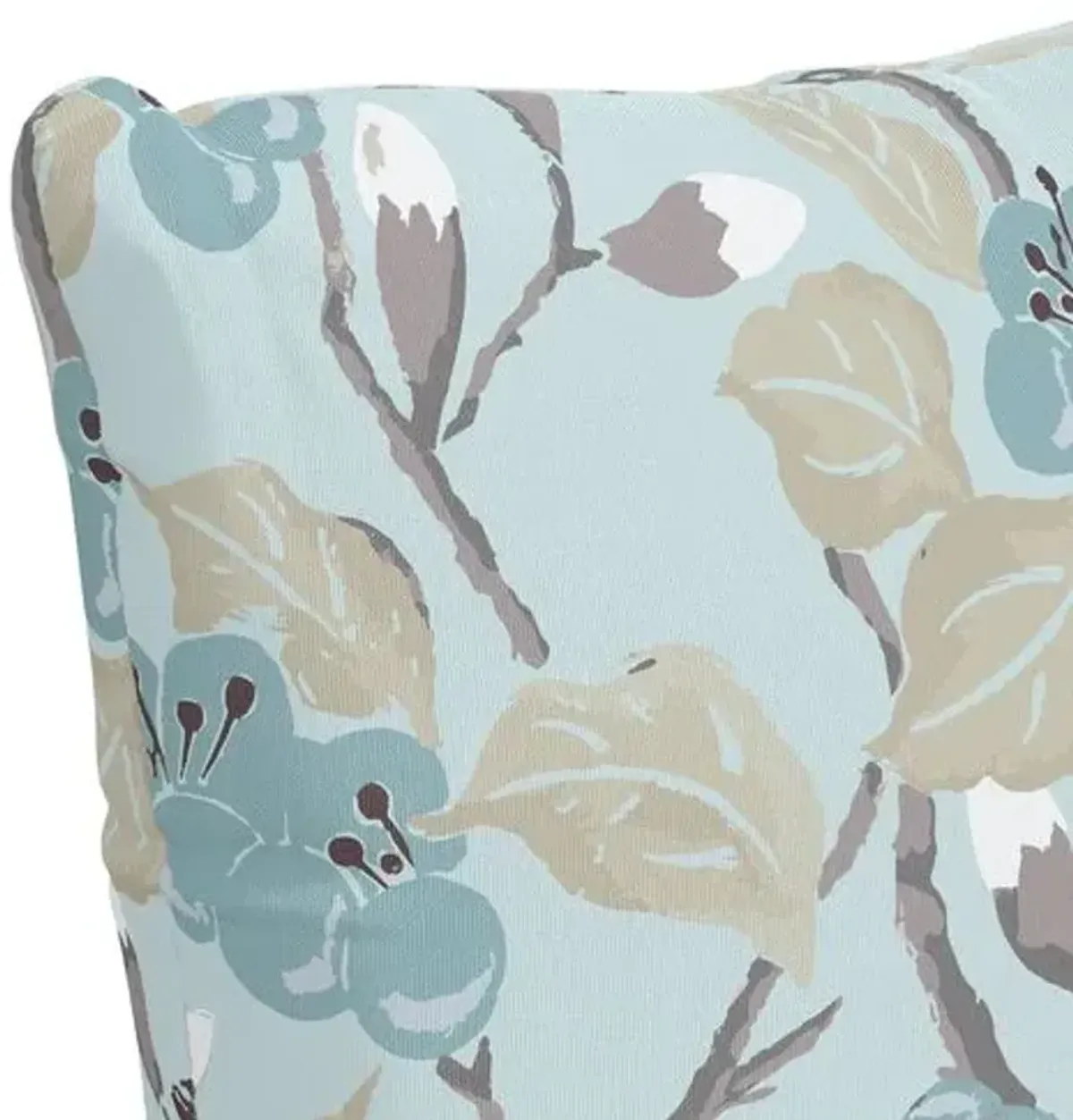 Laurel Floral Pillow - Soft Blue