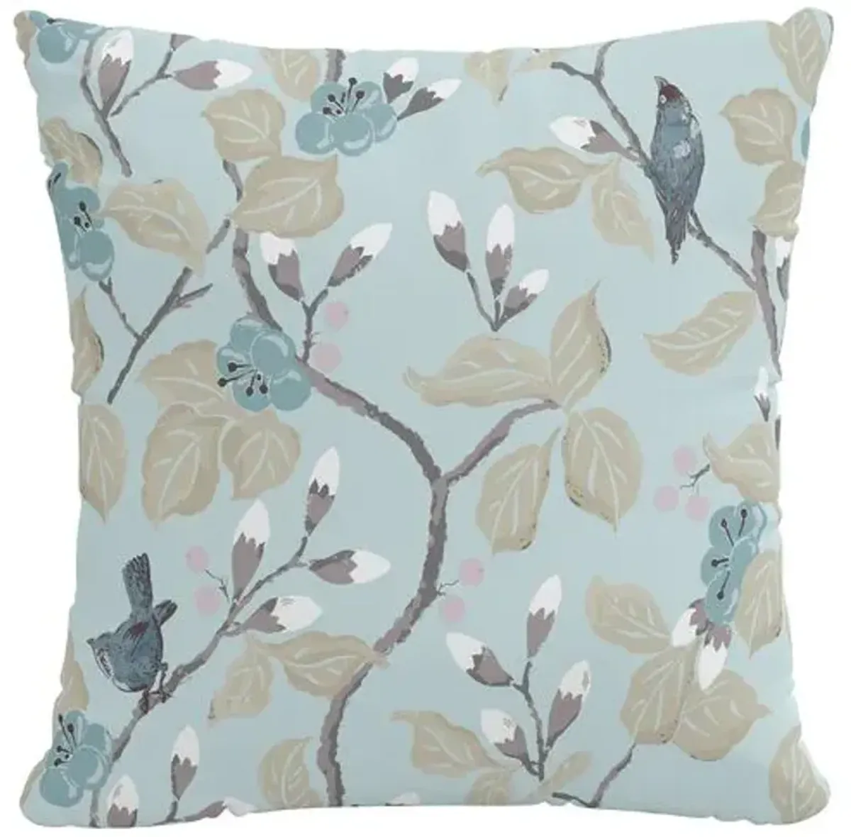 Laurel Floral Pillow - Soft Blue