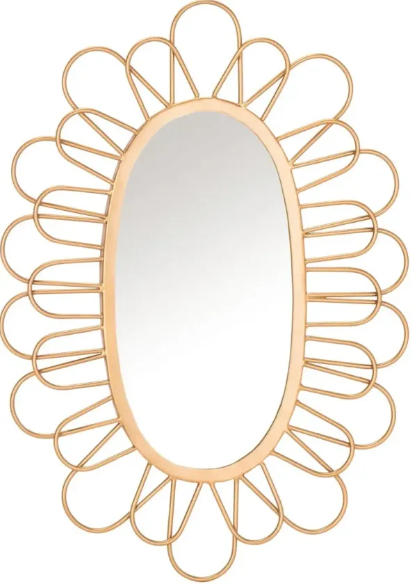Rory Flora Oval Wall Mirror, Gold
